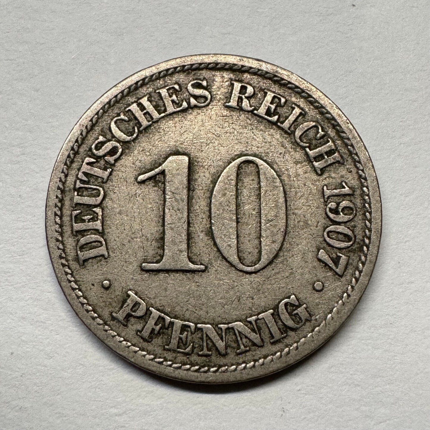 1907 Germany 10 Pfennig - Beautiful Coin - #B-056