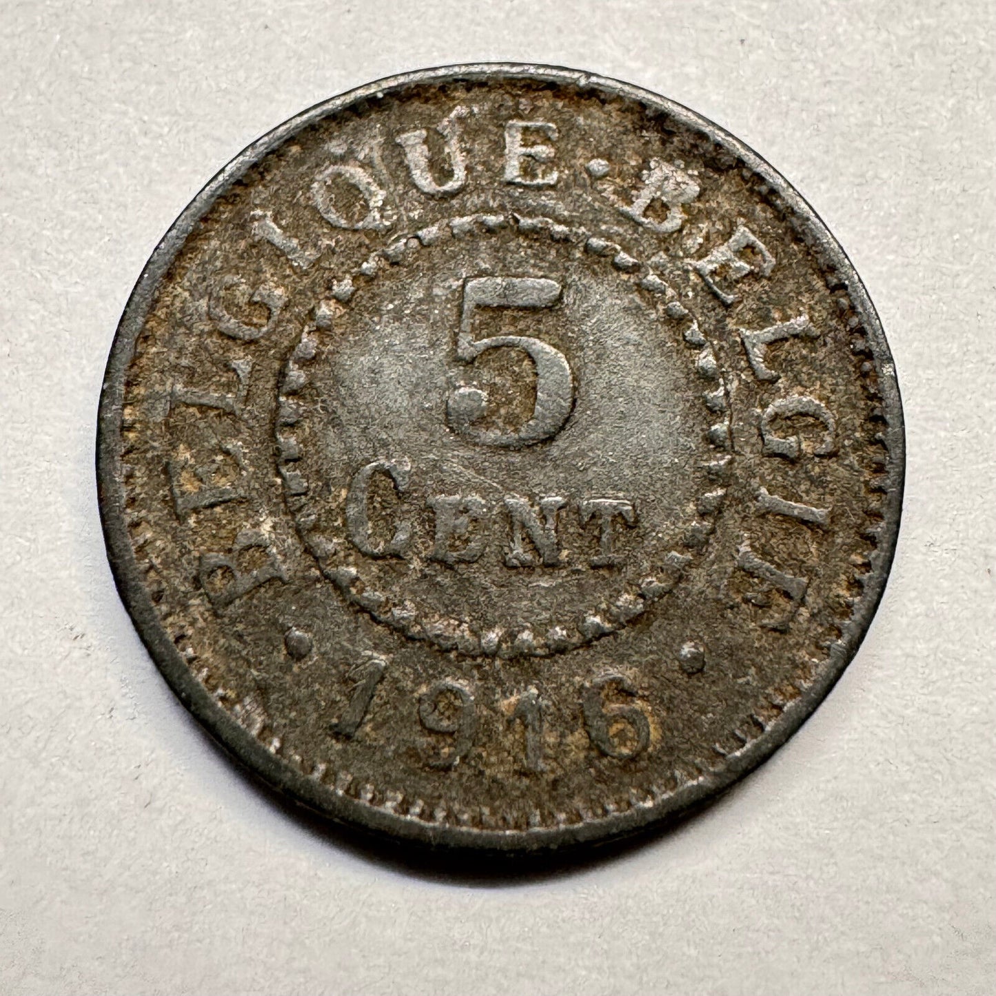 1916 Belgium 5 Cents - Beautiful Coin - #A-019
