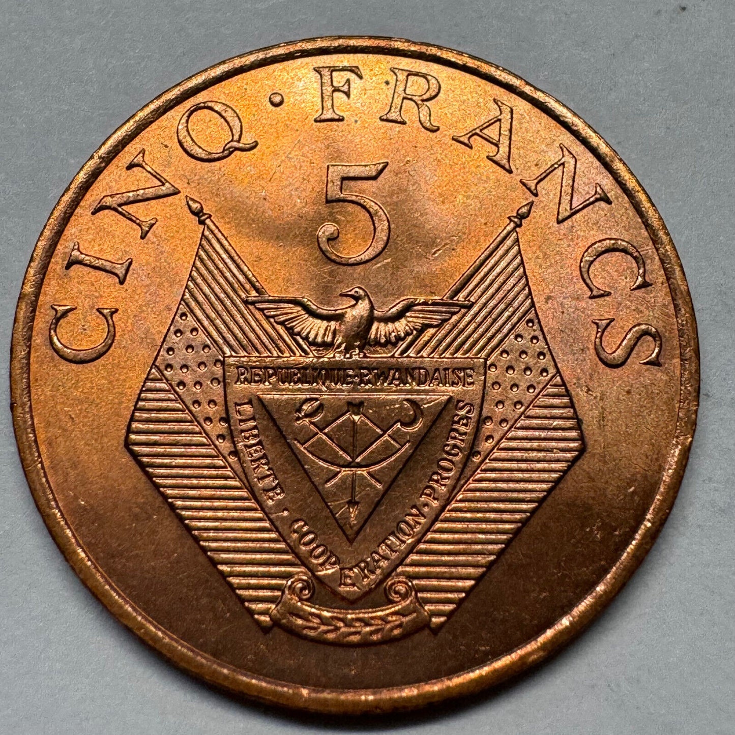 1977 Rwanda 5 Francs - Beautiful Coin - #A-047
