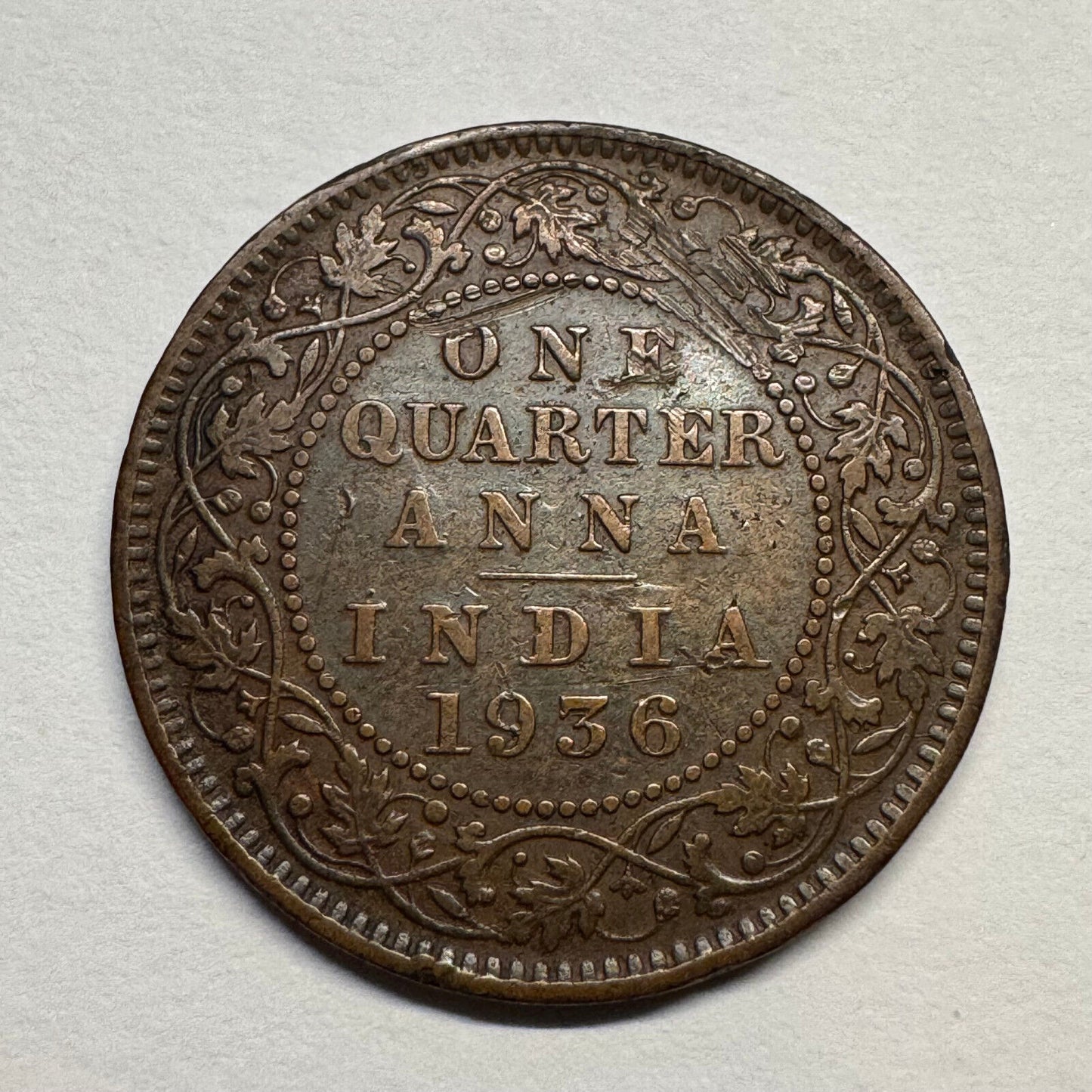 1936 India 1/4 Anna - Beautiful Coin - #B-059