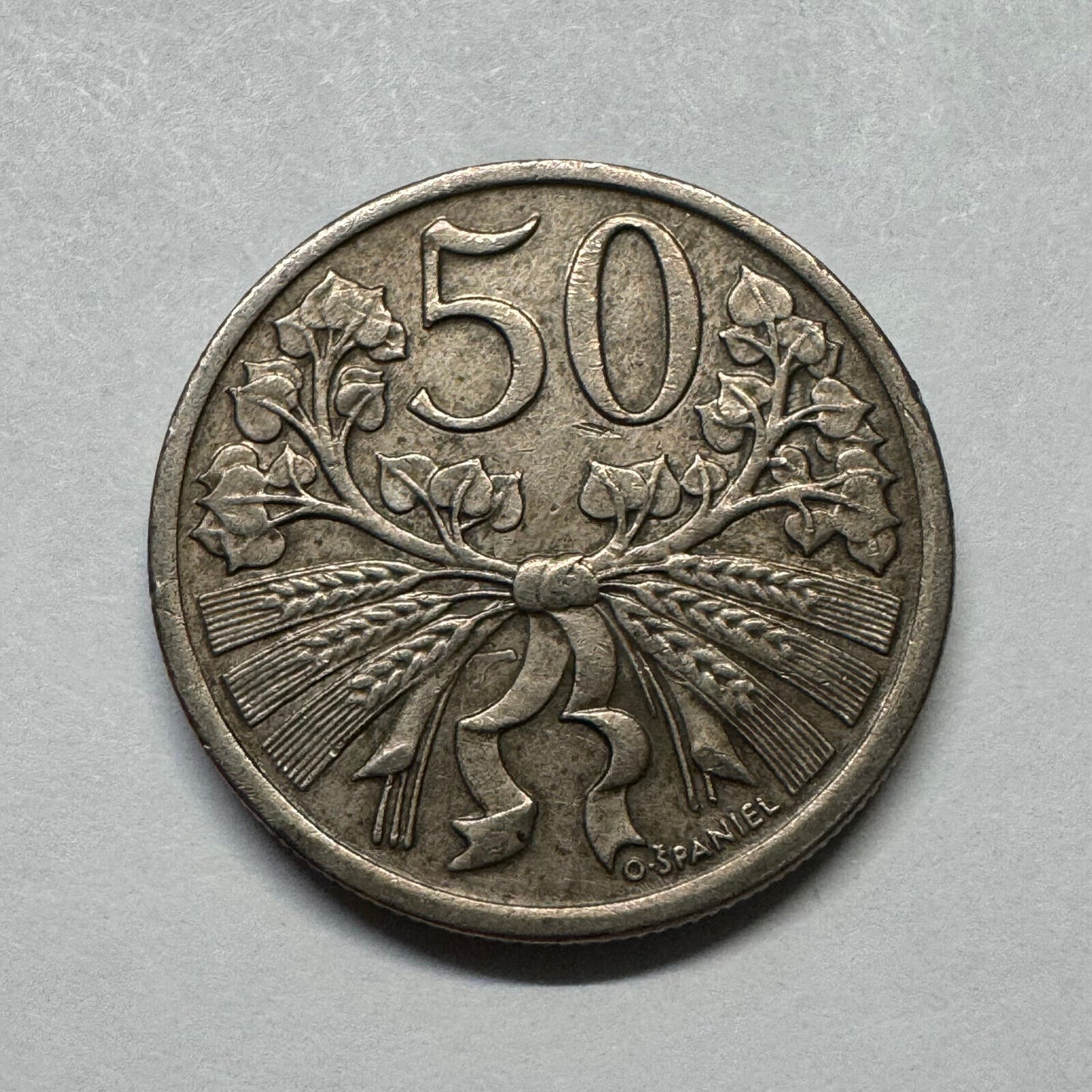 1922 Czechoslovakia 50 Haleru - Beautiful Coin - #B-024