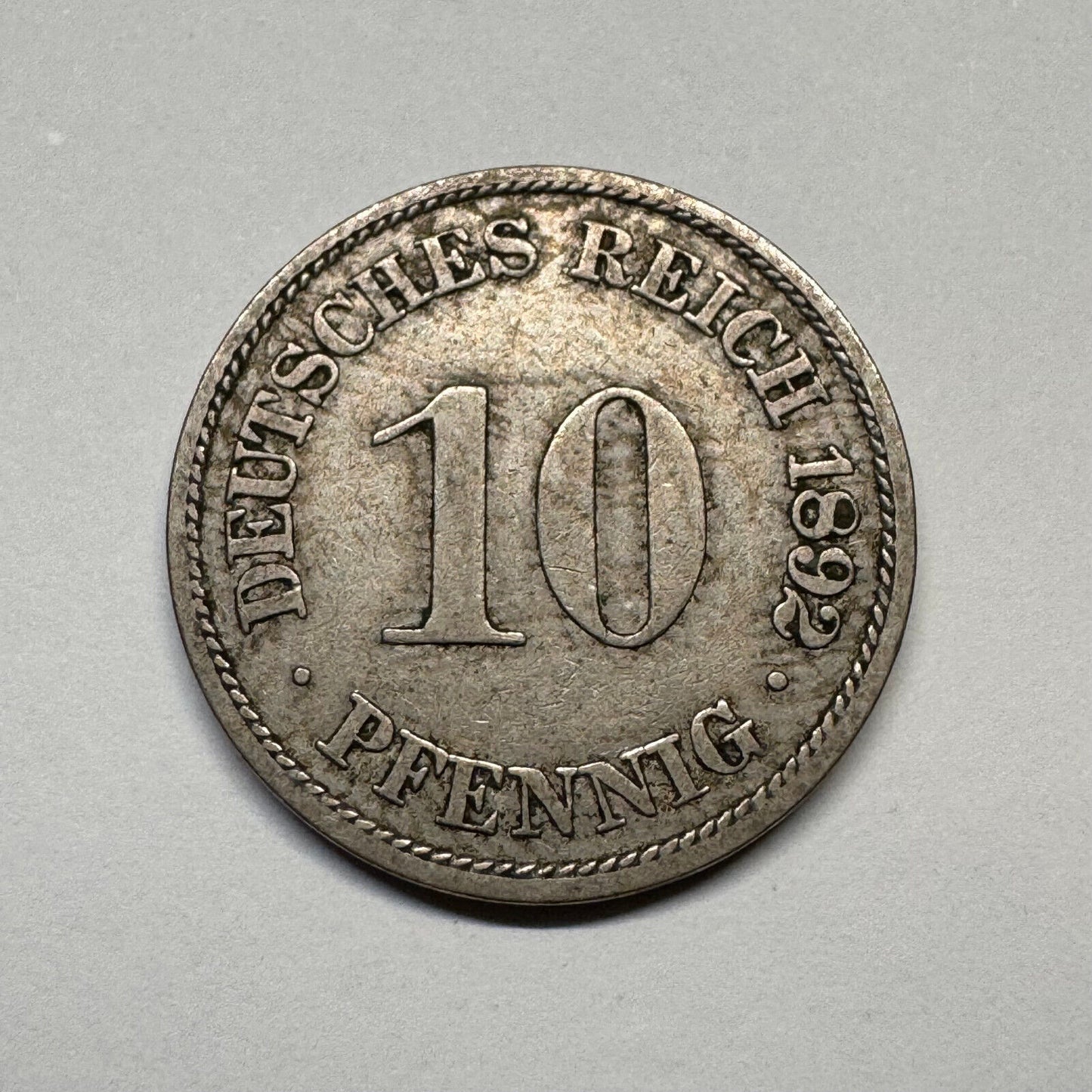 1892 Germany 10 Pfennig - Beautiful Coin - #B-051