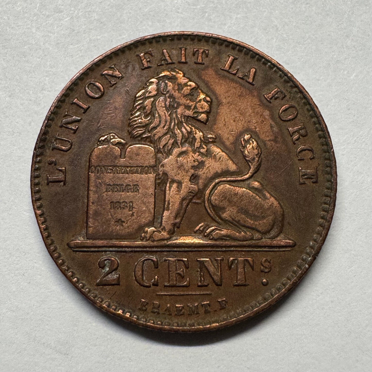 1912 Belgium 2 Cents - Beautiful Coin - #B-017
