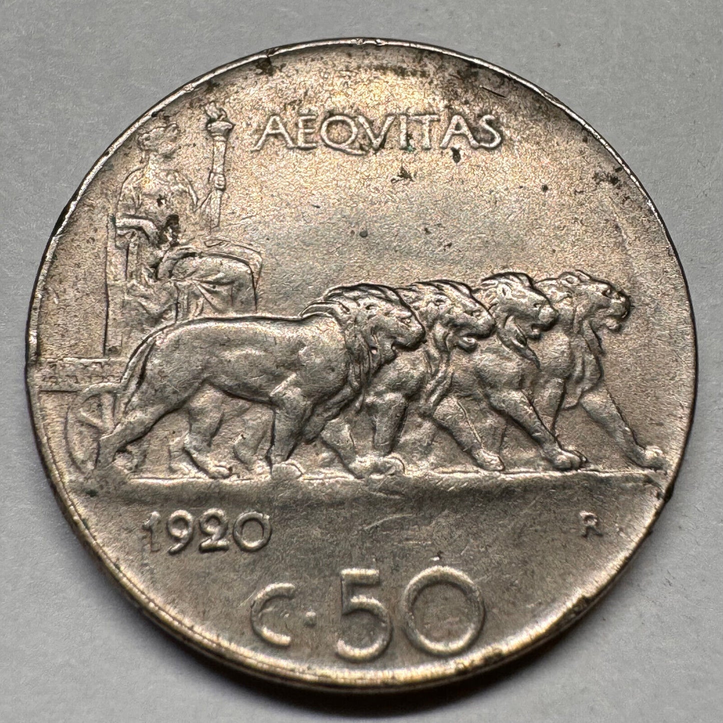1920 Italy 50 Centesimi - Beautiful Coin - #A-045