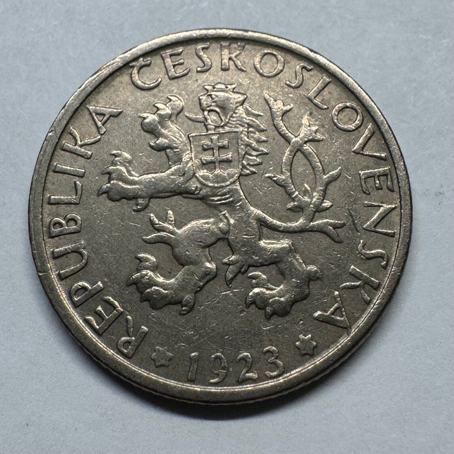 1923 Czechoslovakia 1 Koruna - Beautiful Coin - #B-024