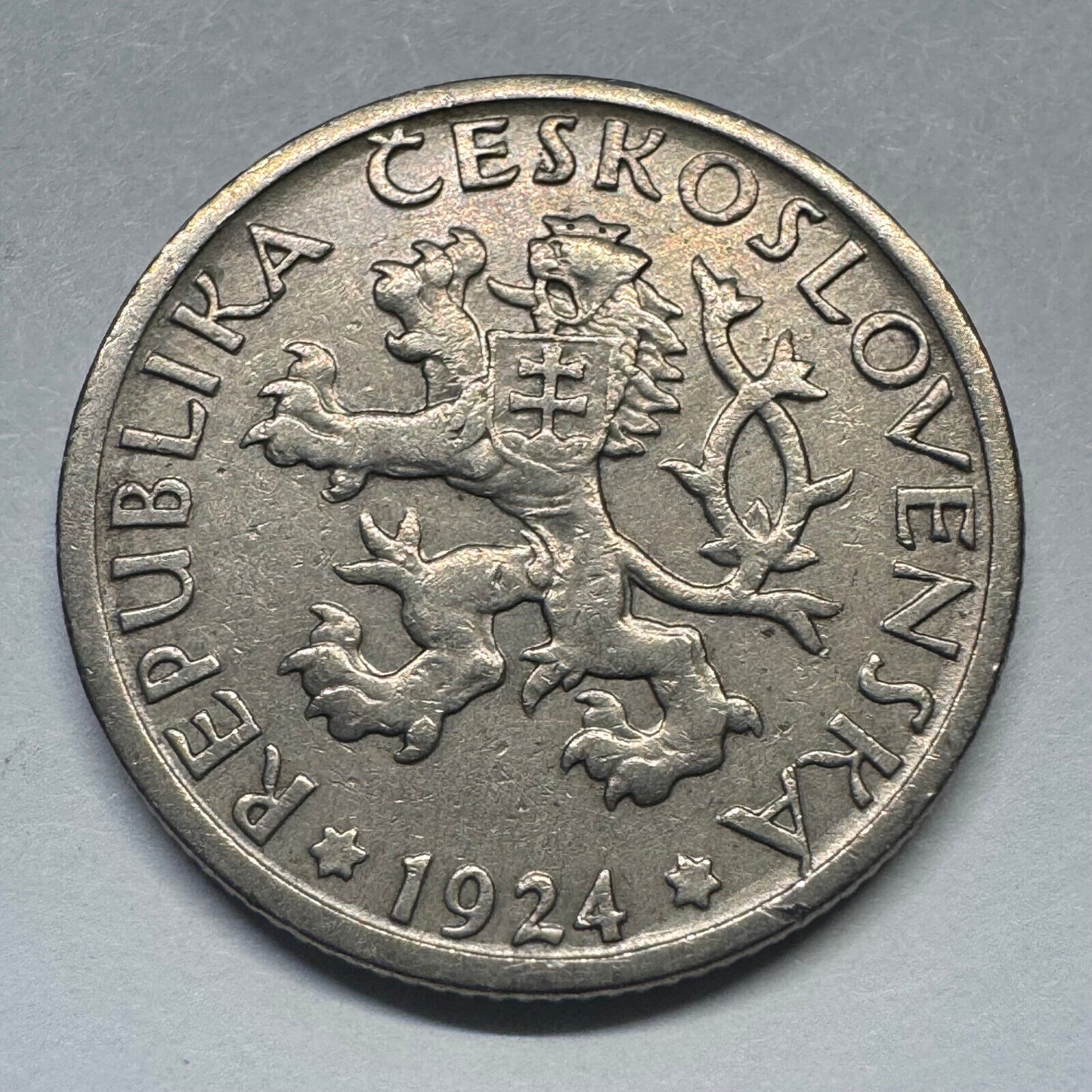 1924 Czechoslovakia 1 Koruna - Beautiful Coin - #A-099