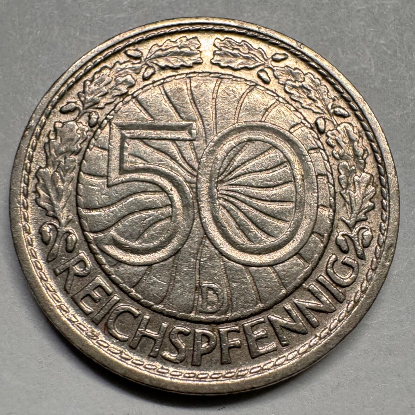 1928 Germany 50 Reichspfennig - D - Beautiful Coin - #A-024