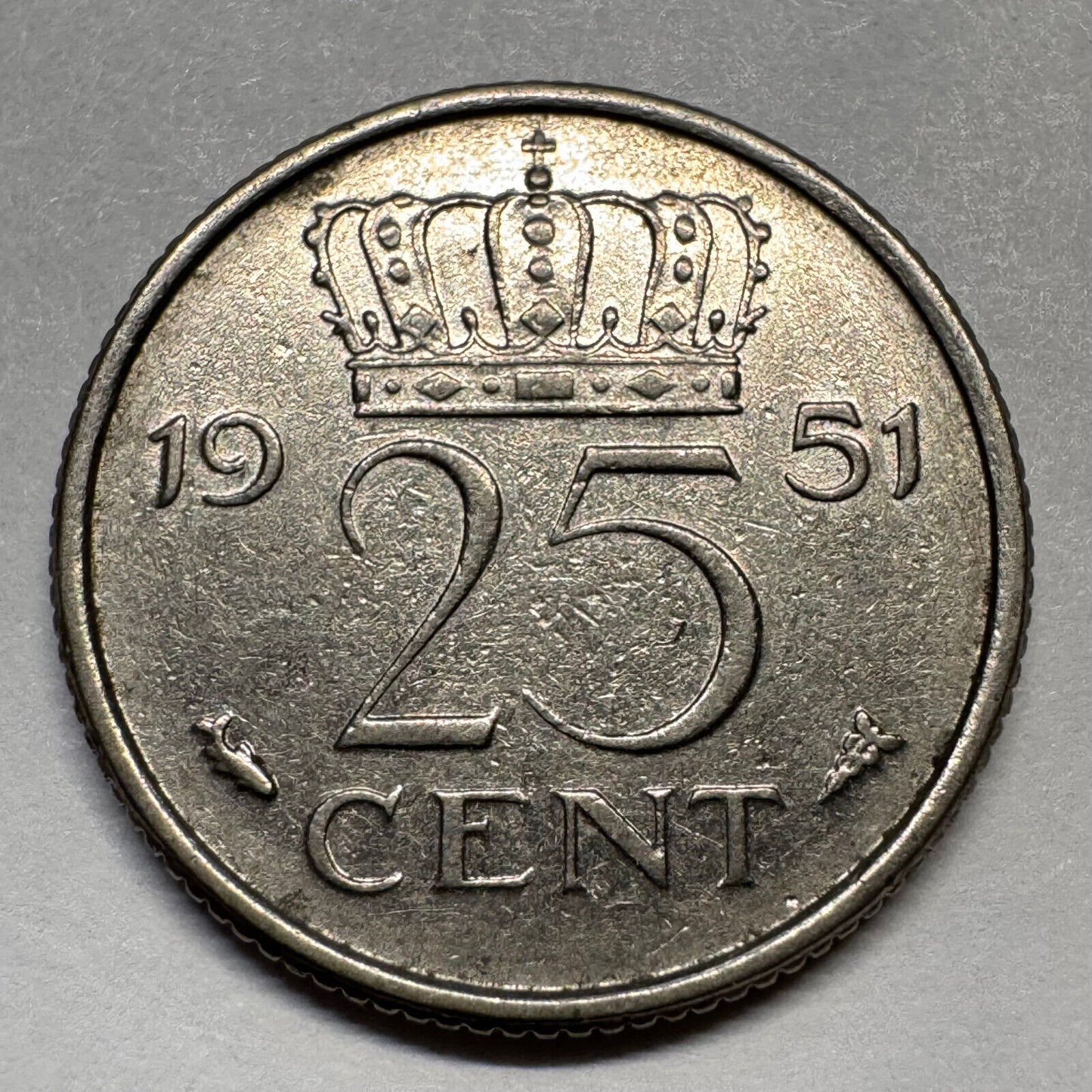 1951 Netherlands 25 Cents - Beautiful Coin - #A-088