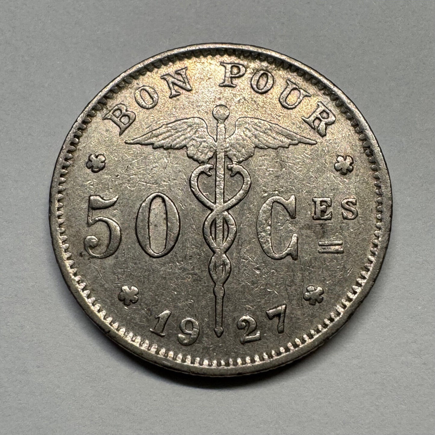 1927 Belgium 50 Centimes - Beautiful Coin - #B-055
