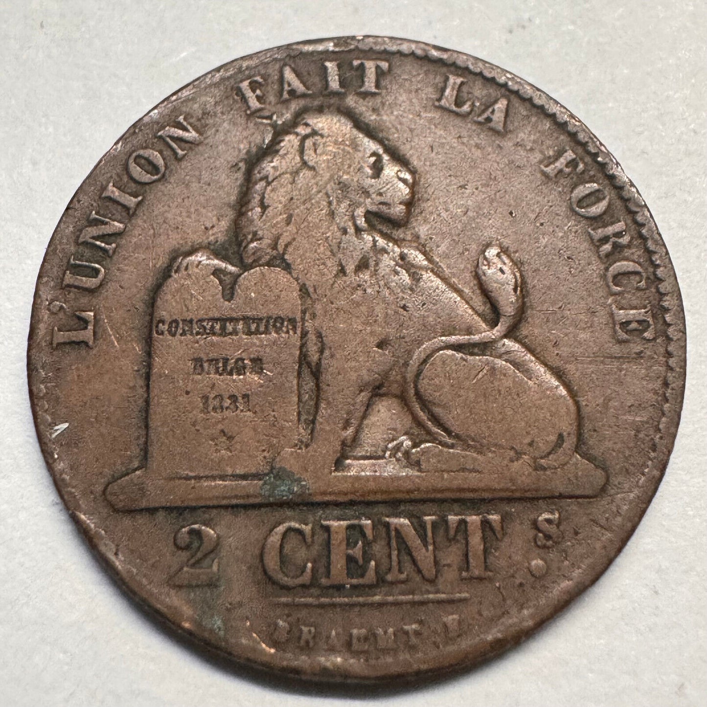 1862 Belgium 2 Cents - Beautiful Coin - #A-059