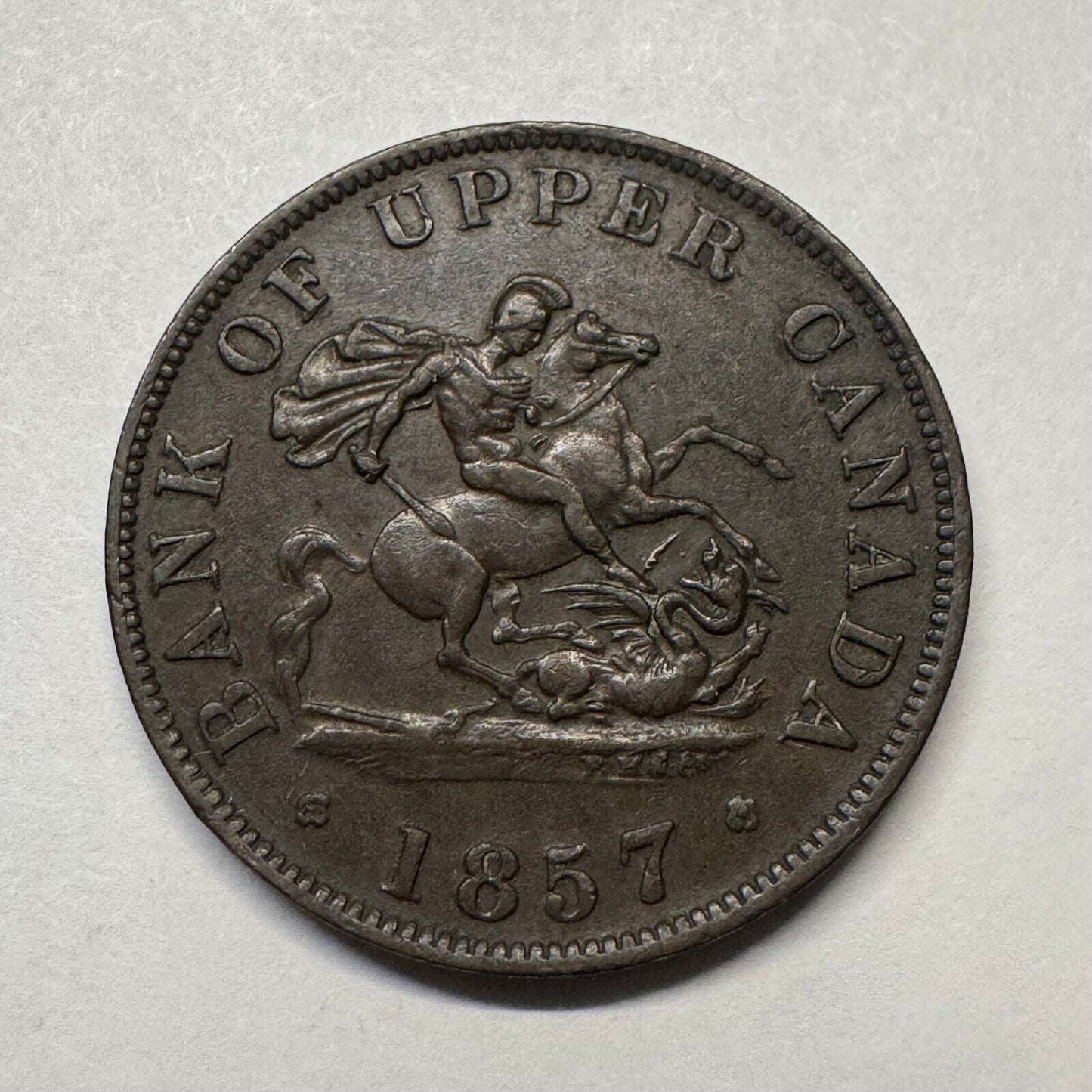 1857 Upper Canada 1/2 Penny - Beautiful Coin - #B-031