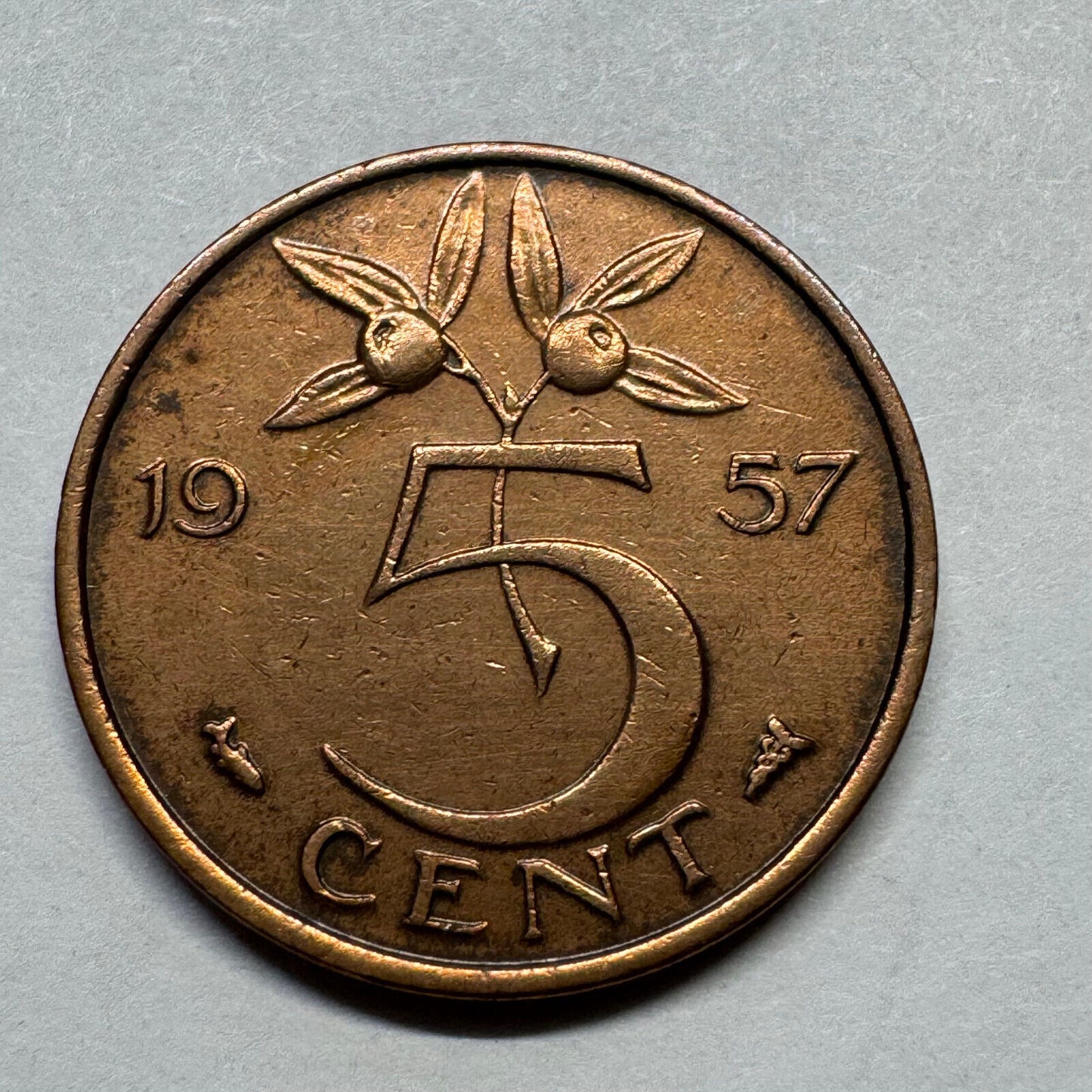 1957 Netherlands 5 Cents - Beautiful Coin - #B-027