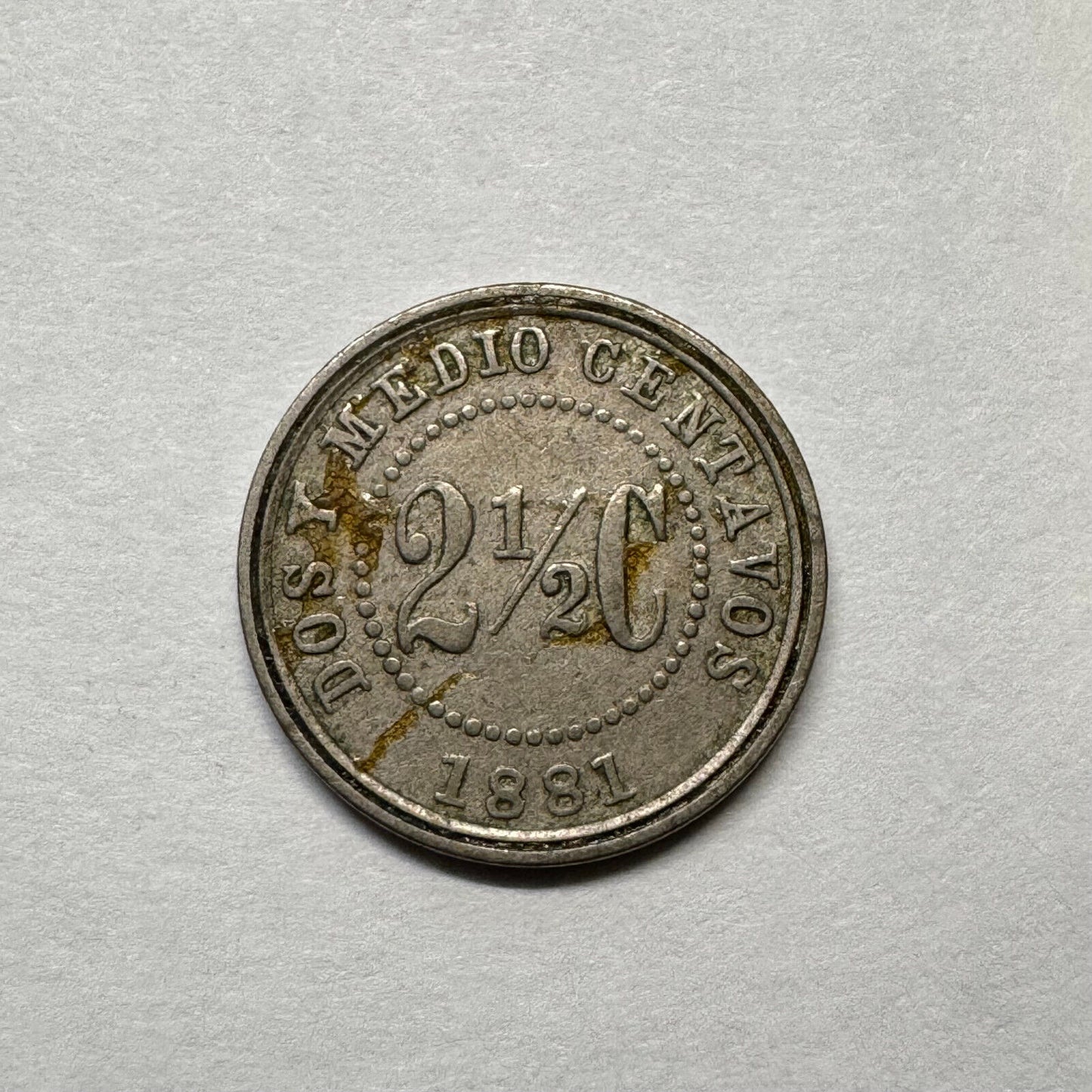 1881 Colombia 2 1/2 Centavos - Beautiful Coin - #B-018