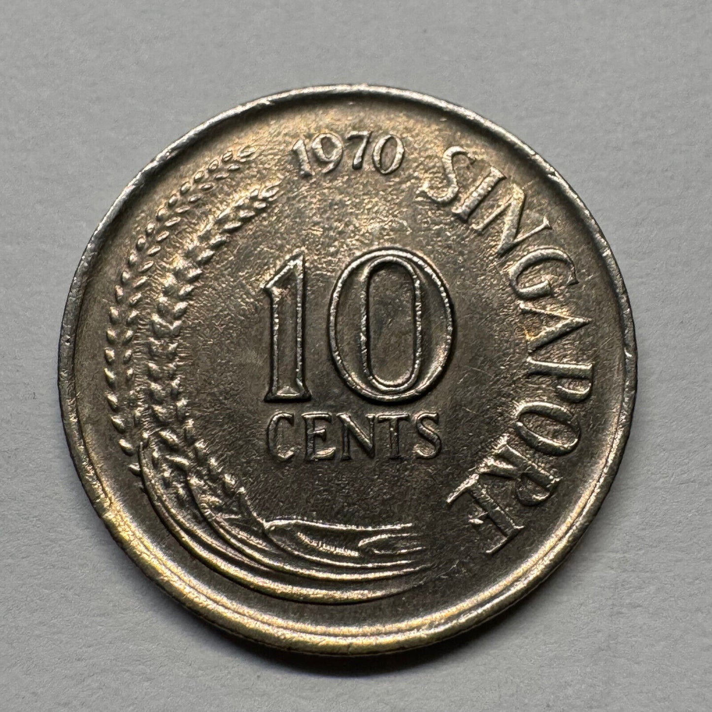 1970 Singapore 10 Cents - Beautiful Coin - #B-043