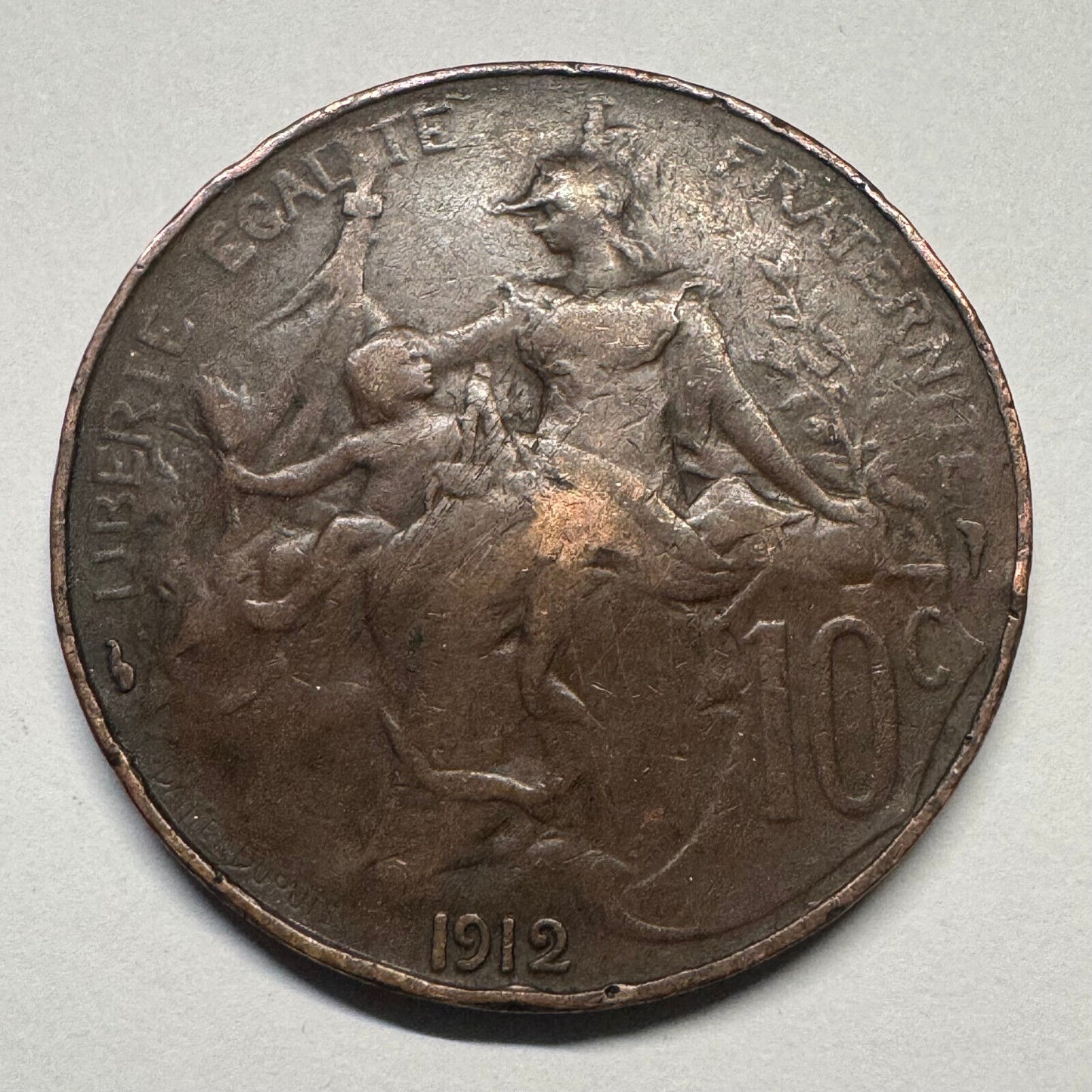1912 France 10 Centimes - Beautiful Coin - #B-047