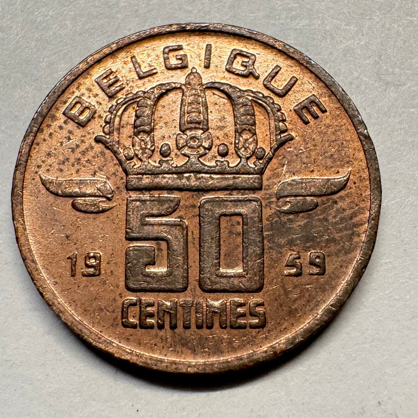 1959 Belgium 50 Centimes - Beautiful Coin - #A-038