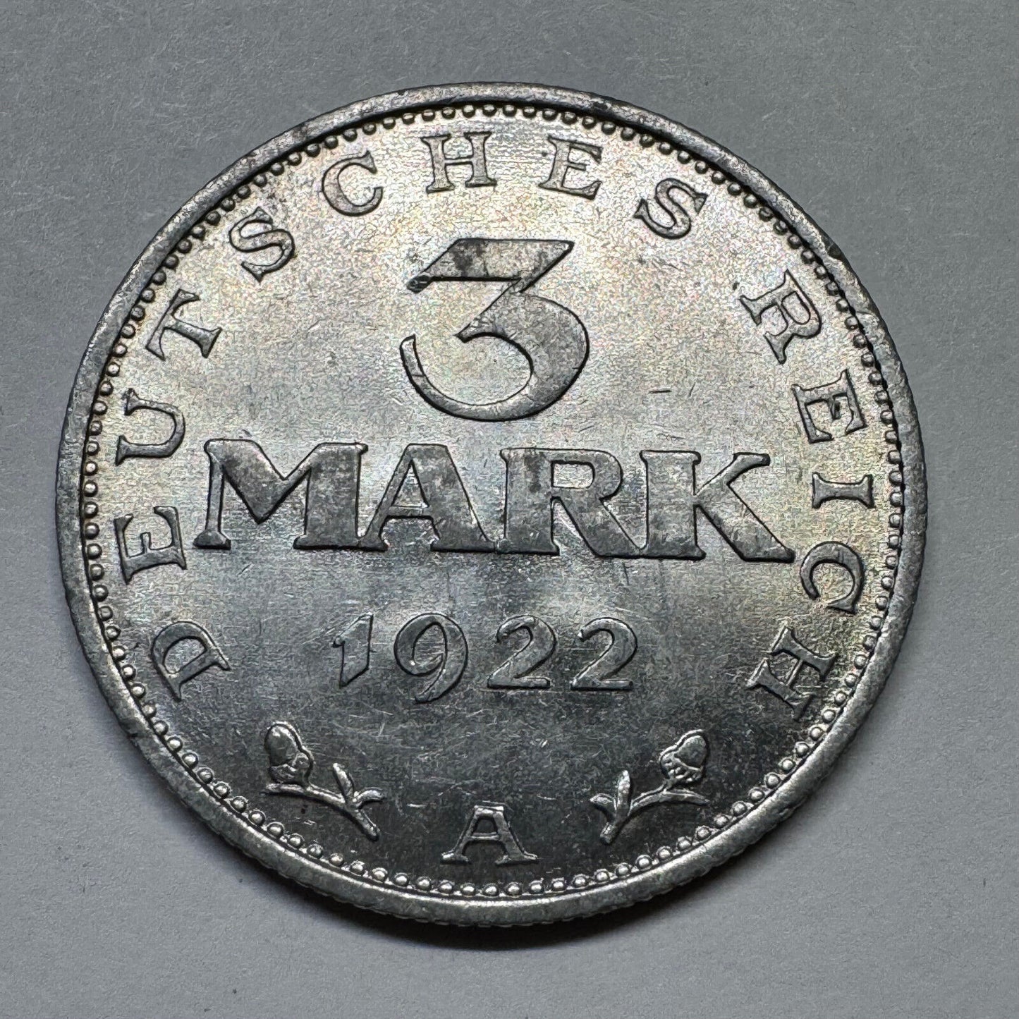 1922 Germany 3 Mark - Beautiful Coin - #A-100