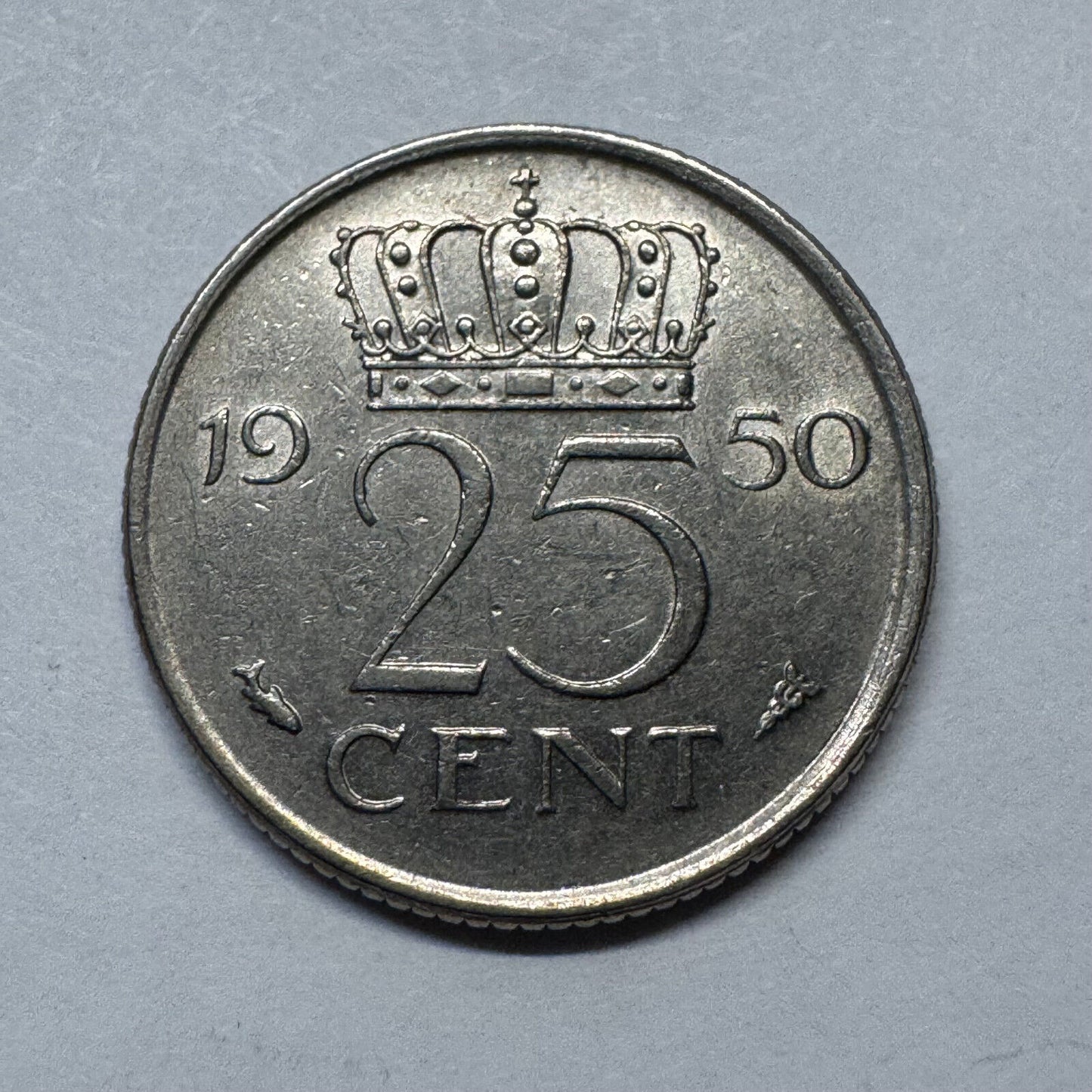 1950 Netherlands 25 Cents - Beautiful Coin - #B-025