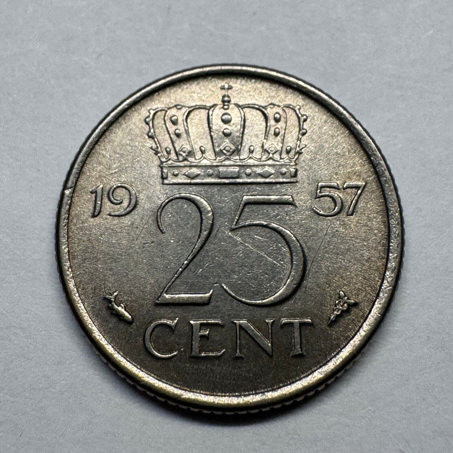 1957 Netherlands 25 Cents - Beautiful Coin - #B-037
