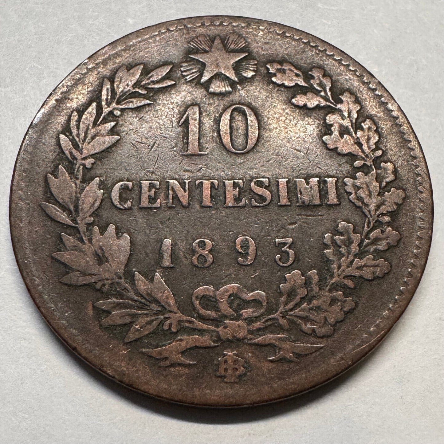 1893 Italy 10 Centesimi - Beautiful Coin - #A-068