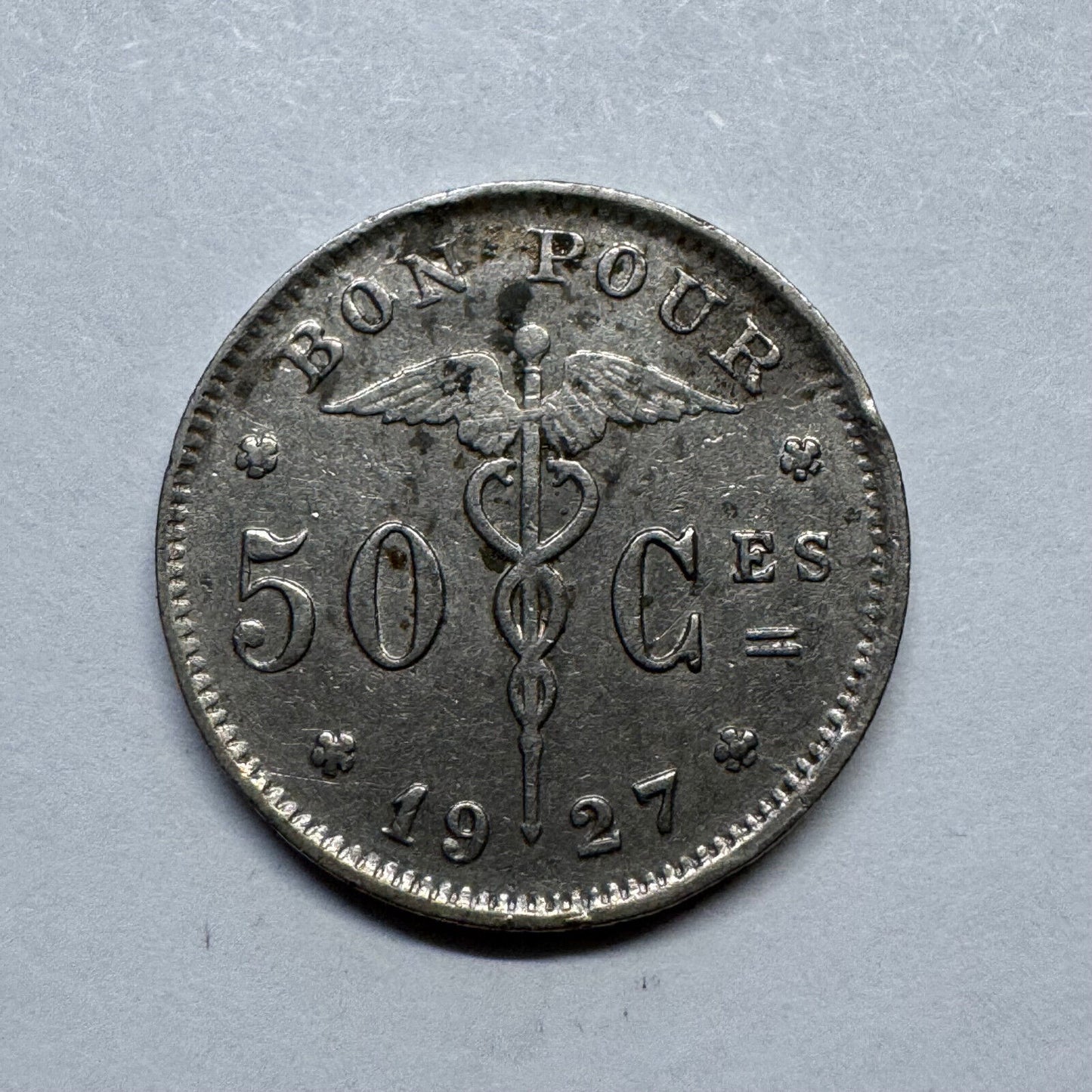 1927 Belgium 50 Centimes - Beautiful Coin - #B-017