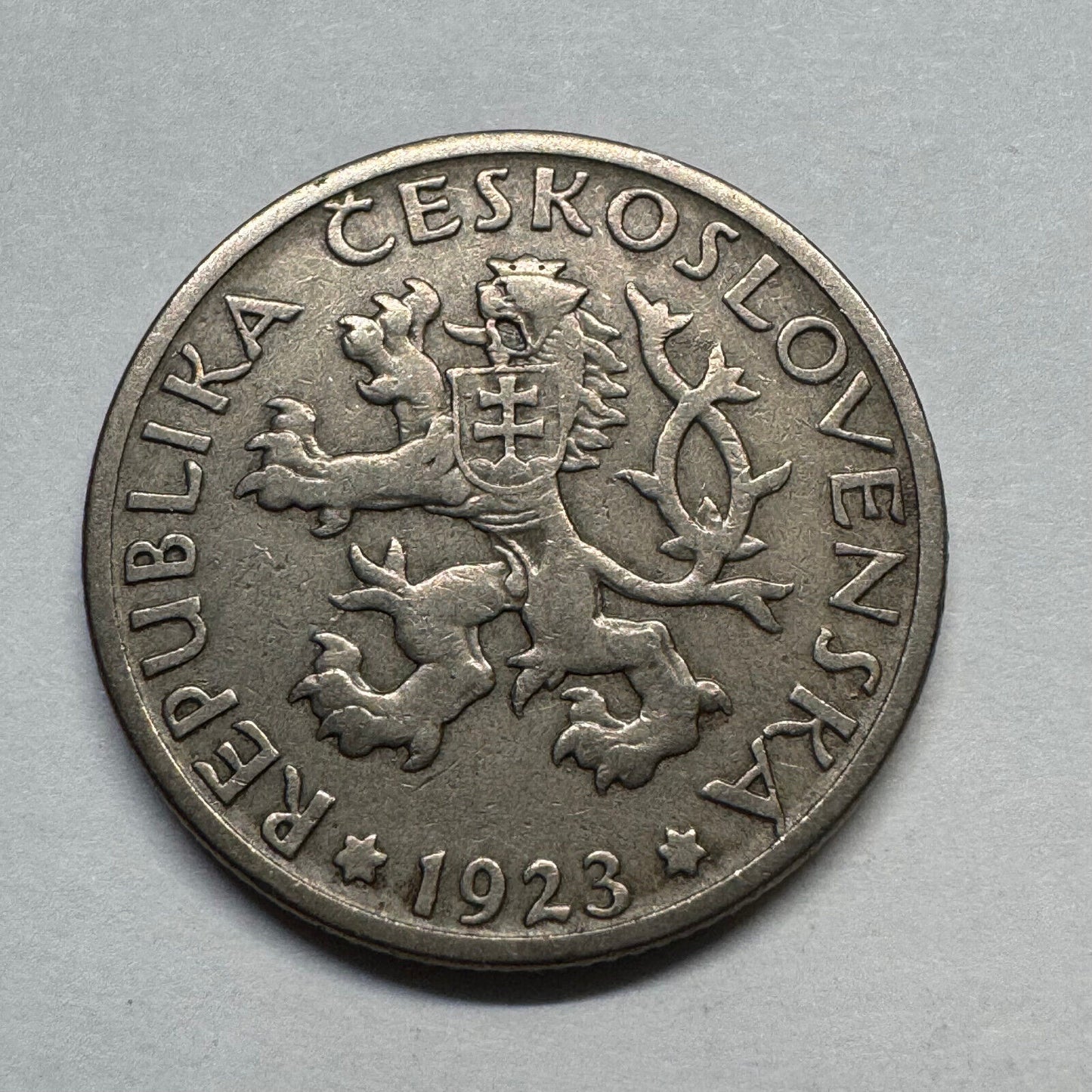 1923 Czechoslovakia 1 Koruna - Beautiful Coin - #B-022