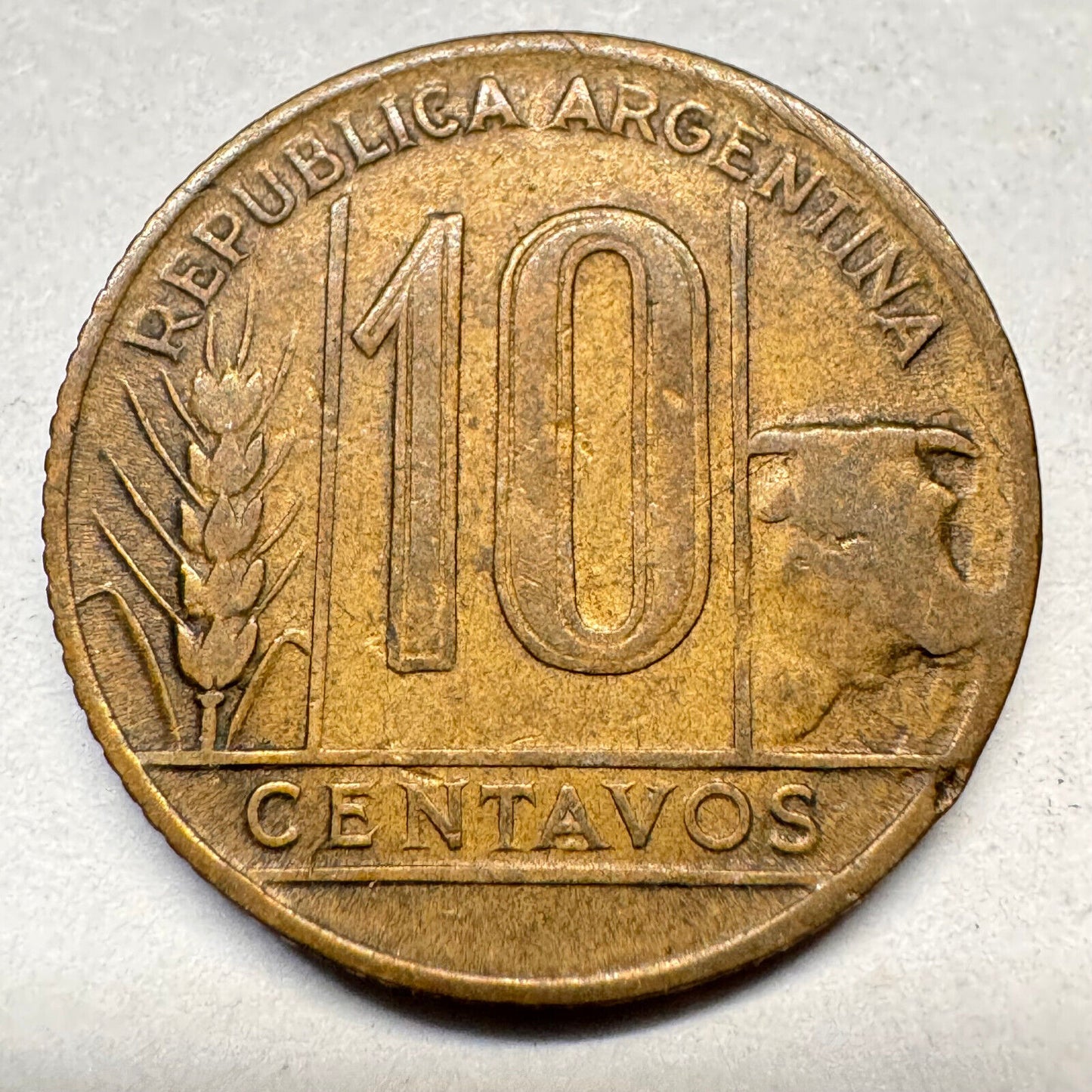 1948 Argentina 10 Centavos - Beautiful Coin - #A-023