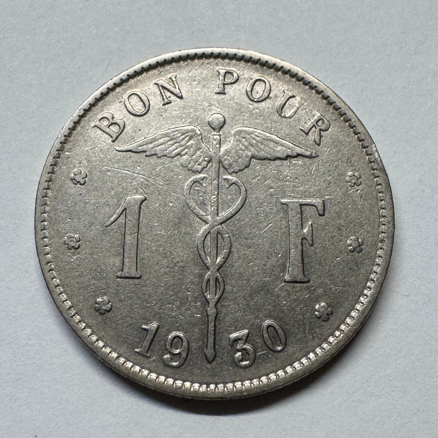 1930 Belgium 1 Franc - Beautiful Coin - #B-052
