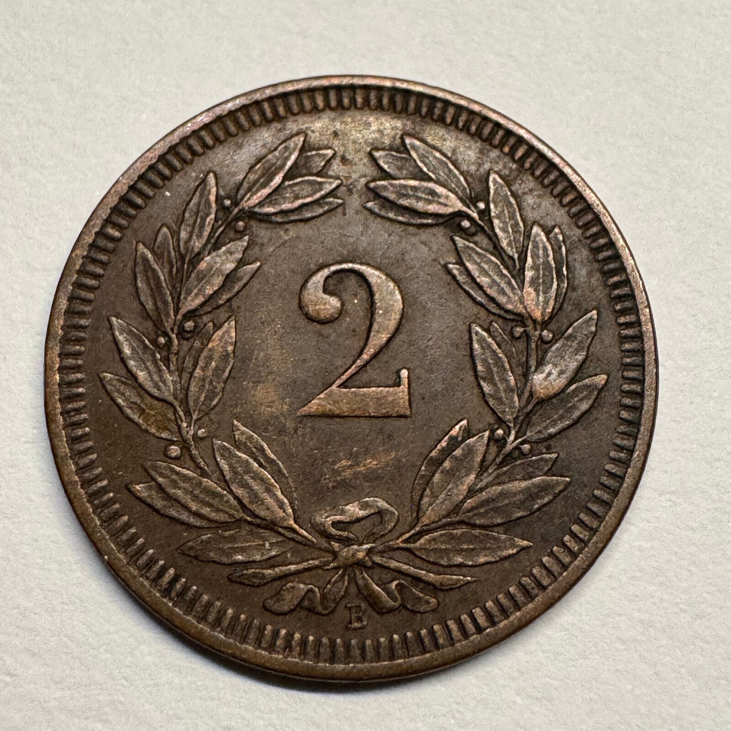 1893 Switzerland 2 Rappen - Beautiful Coin - Lot #B-044
