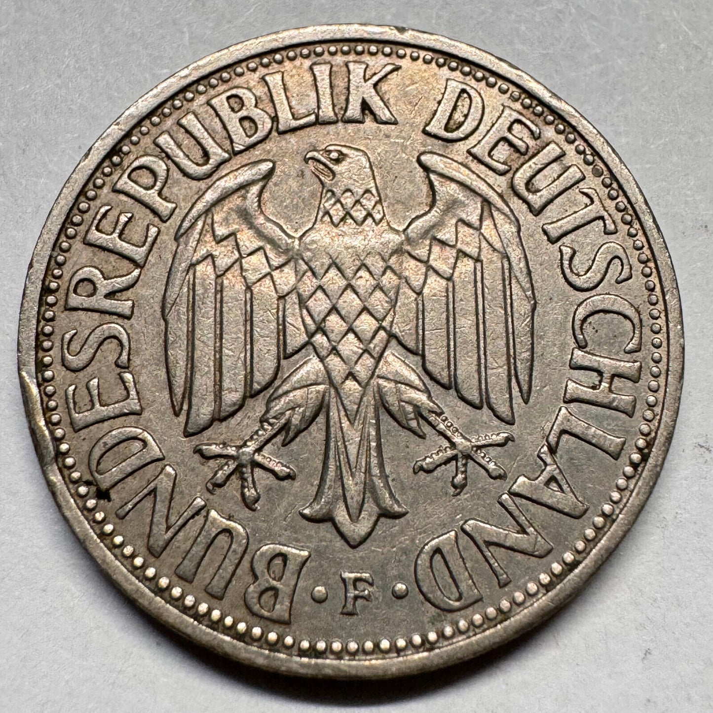 1954 Germany 1 Mark - F - Beautiful Coin - #A-043
