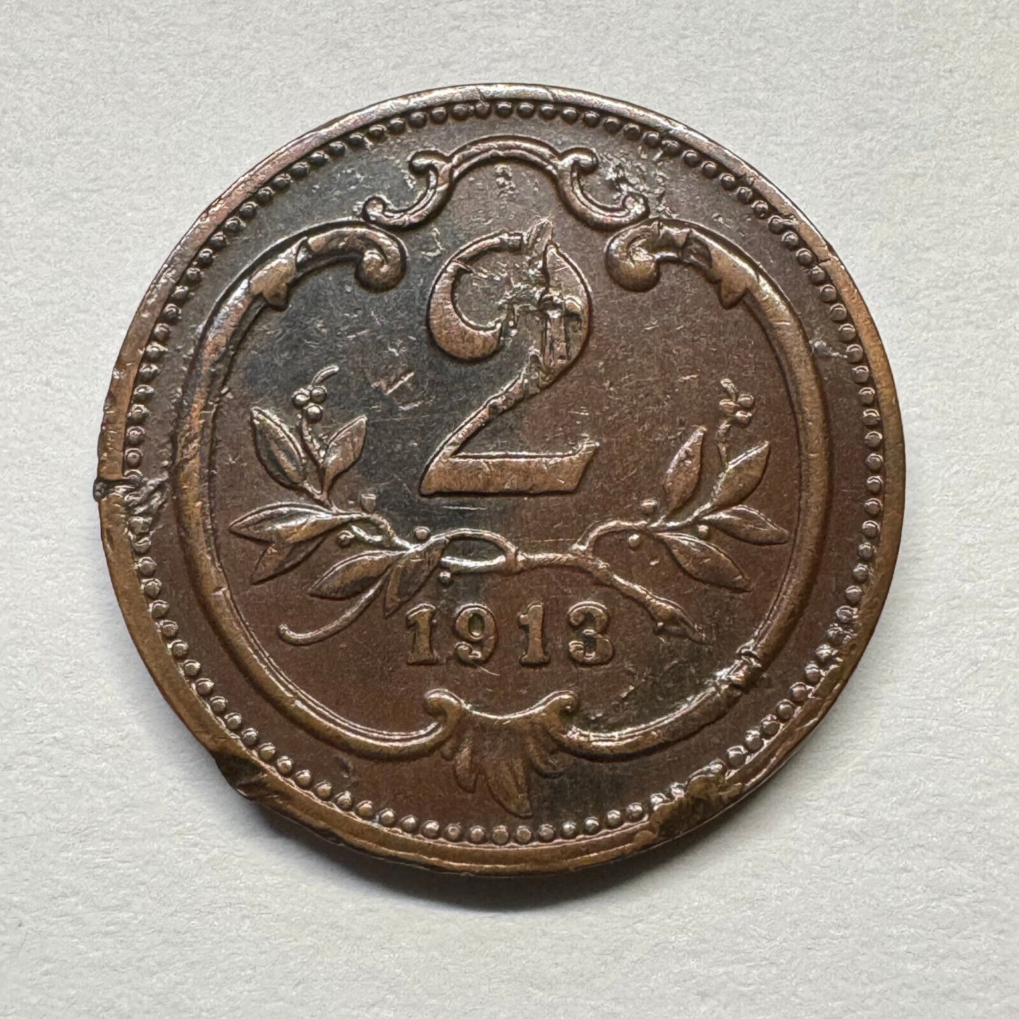 1913 Austria 2 Heller - Beautiful Coin - #B-058