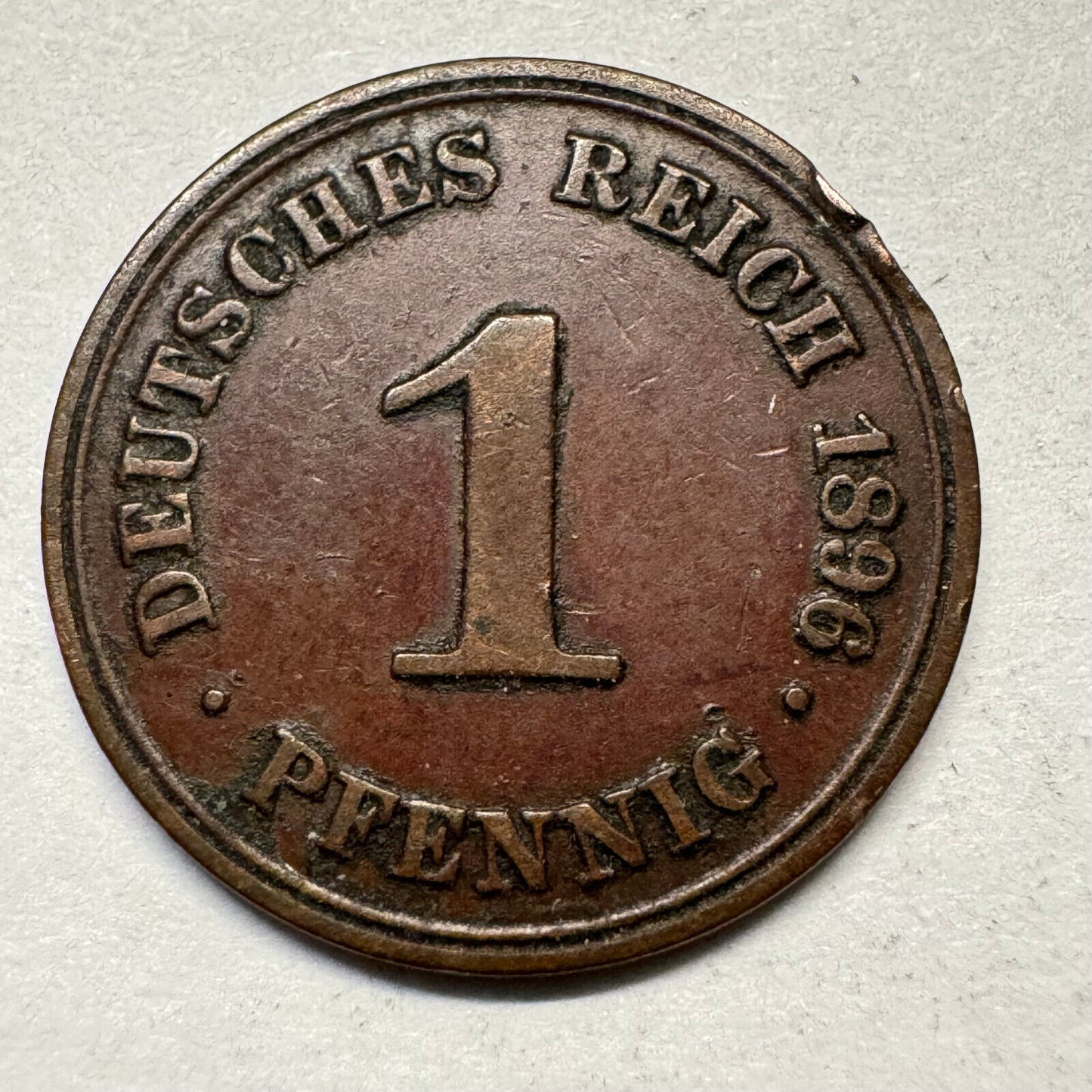1896 Germany 1 Pfennig - Rare Condition - Beautiful Coin - #A-006