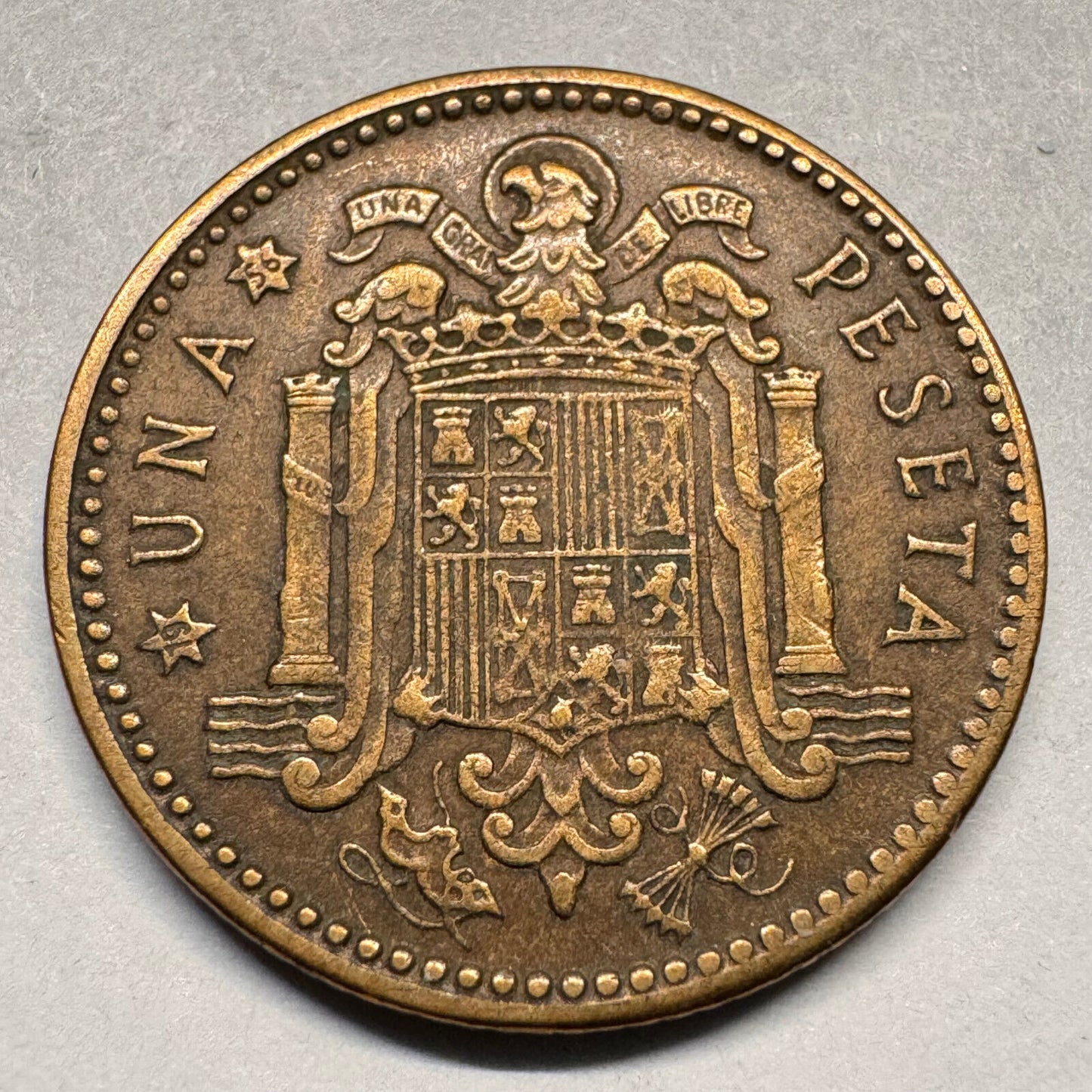 1956 Spain 1 Peseta - Beautiful Coin - #A-025