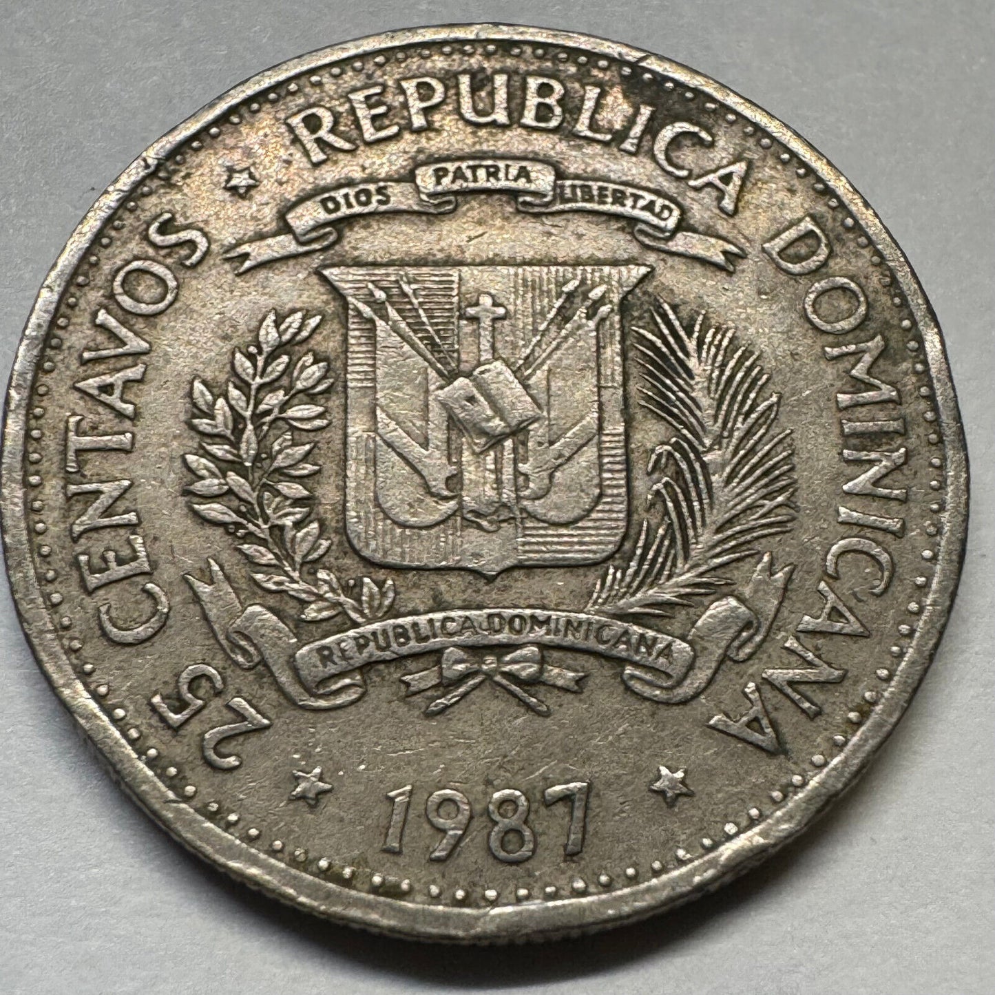 1987 Dominican Republic 25 Centavos - Beautiful Coin - #A-071