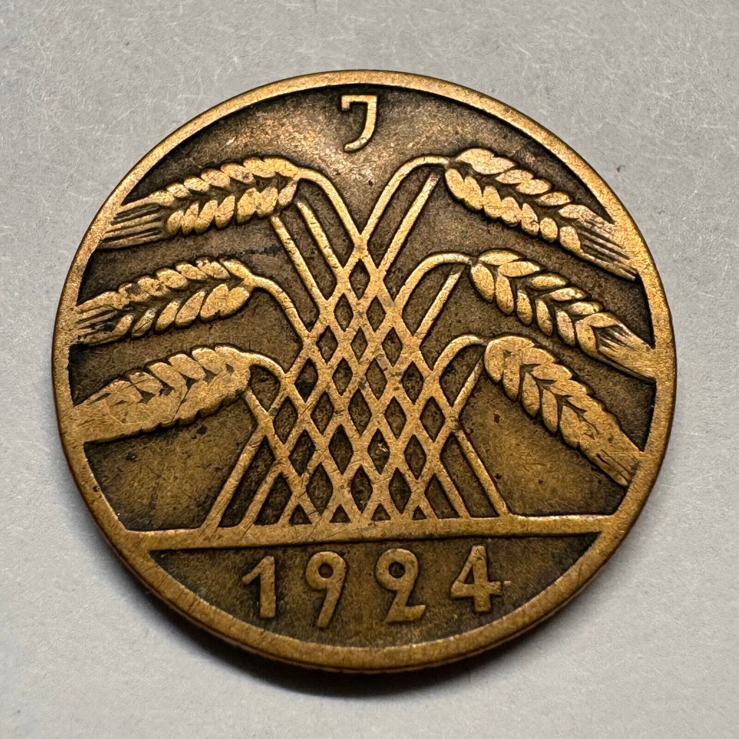 1924 Germany 10 Reichspfennig - J - Beautiful Coin - #A-014