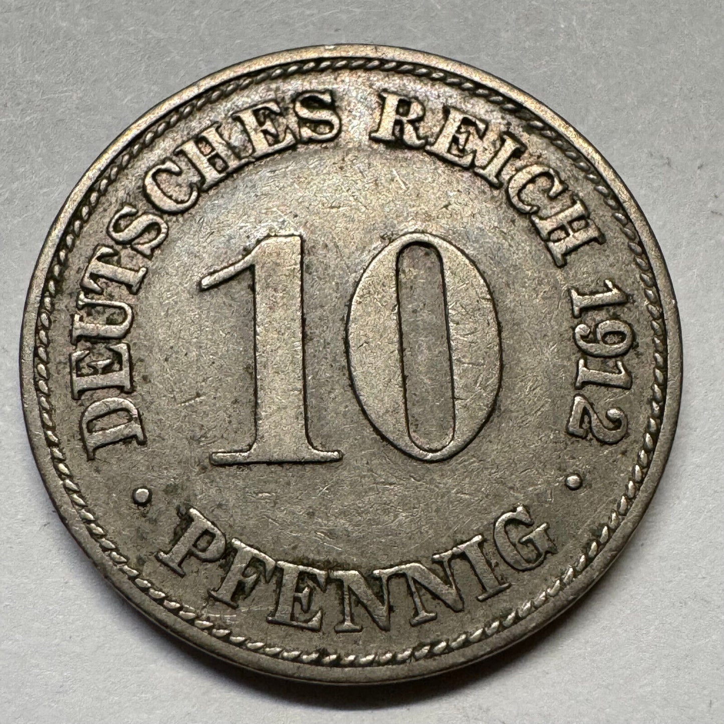 1912 Germany 10 Pfennig - Beautiful Coin - #A-092
