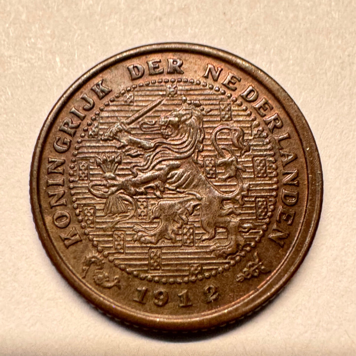 1912 Netherlands 1/2 Half Cent - Beautiful Coin - #A-022