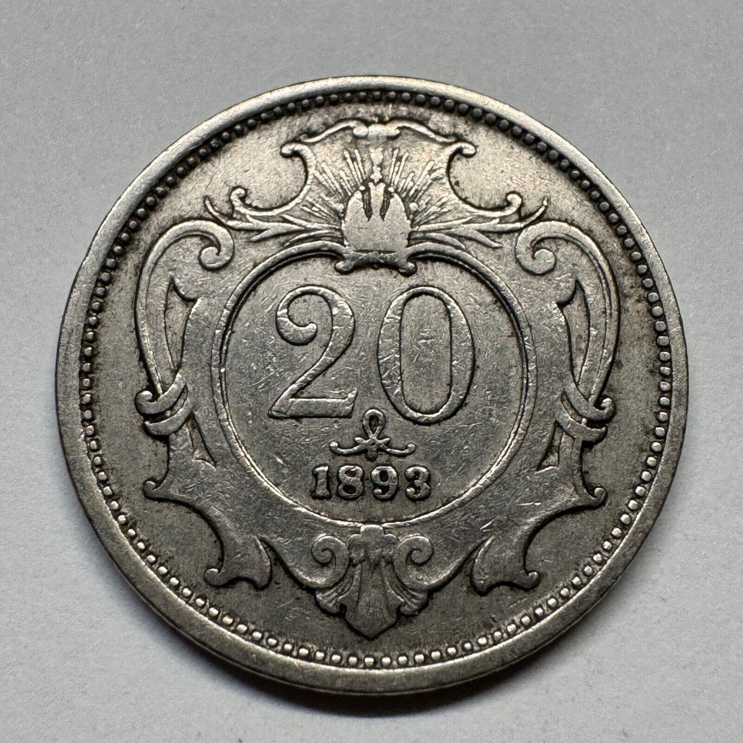 1893 Austria 20 Heller - Beautiful Coin - #B-051