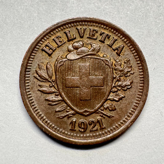 1921 Switzerland 1 Rappen - Beautiful Coin - #A-035