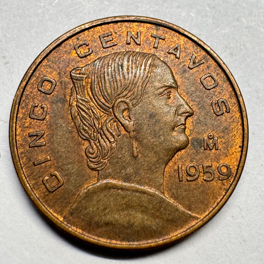 1959 Mexico 5 Centavos - Beautiful Coin - #A-035