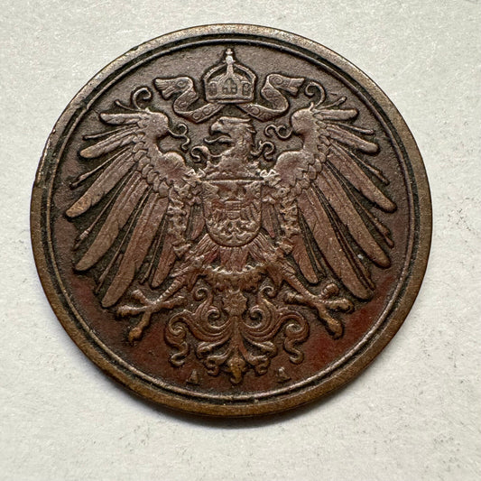 1896 Germany 1 Pfennig - Rare Condition - Beautiful Coin - #A-006