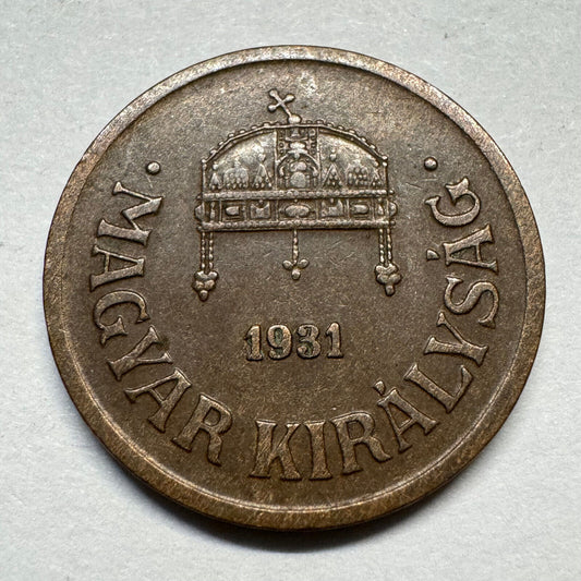 1931 Hungary 2 Filler - Beautiful Coin - #A-006