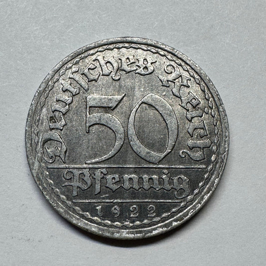 1922 Germany 50 Pfennig - Beautiful Coin - #B-019