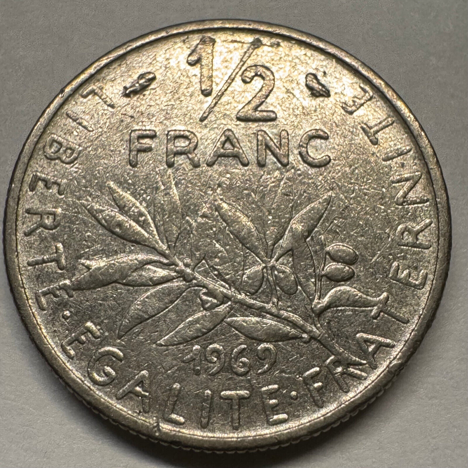1969 France 1/2 Franc - Beautiful Coin - #A-080