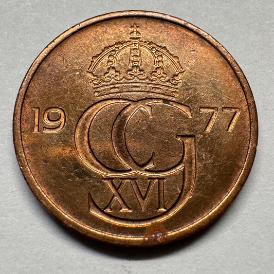 1977 Sweden 5 Ore - Beautiful Coin - #A-055