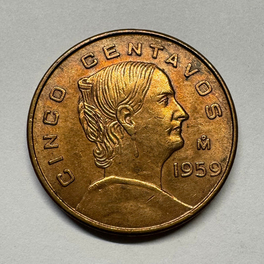 1959 Mexico 5 Centavos - Beautiful Coin - #B-048