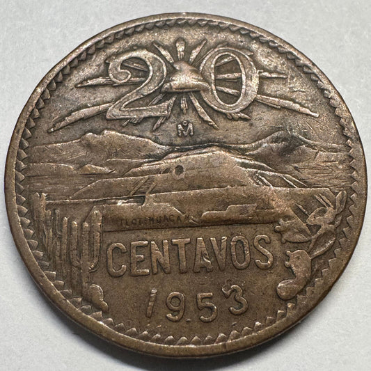1953 Mexico 20 Centavos - Beautiful Coin - #A-073
