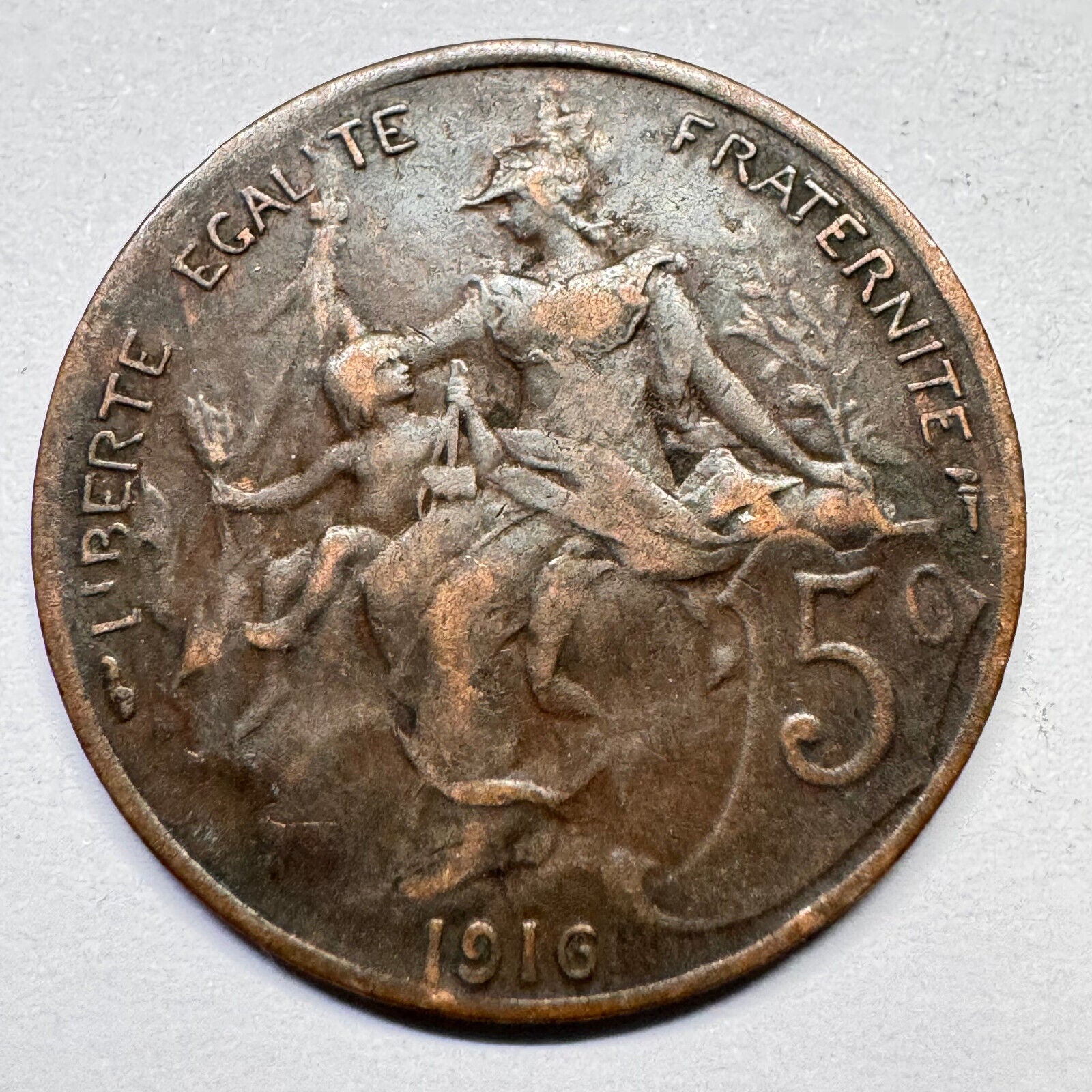 1916 France 5 Centimes - Beautiful Coin - #A-021