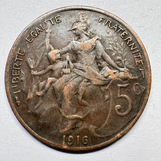 1916 France 5 Centimes - Beautiful Coin - #A-021