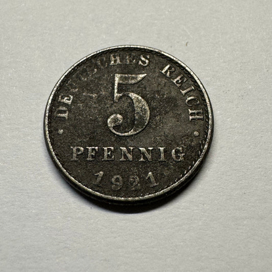 1921 Germany 5 Pfennig- Beautiful Coin - #A-002